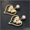 Charm Gold Pearl Heart Earrings Fashion Design Ladies Drop Pendant Women Girls Dress Party Jewellery Delivery Jewelry Dhgarden Dhhow
