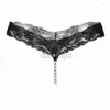 Panties Women's Womens Panties Sexy String Lace Underwear Women Back Bow G T-back Thong Transparent Lingerie Cute With Pearls ldd240311