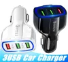 Chargeur de voiture 25A pour Samsung Galaxy S20 Adaptateur de chargeur de voiture USB 3 ports Universel Huawei Nokia Chargeur de téléphone portable avec emballage de vente au détail2732567