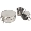 Ensembles de batterie de cuisine Kit de bol de casserole en plein air 8 pièces ustensiles de table en acier inoxydable ensemble Portable Camping poêle de cuisine accessoires de cuisine