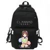 Clannad-Rucksack, Furukawa Nagisa-Tagesrucksack, Spiel-Schultasche, Musik-Cartoon-Druck-Rucksack, lässige Schultasche, weiß-schwarzer Tagesrucksack