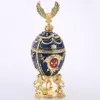 Oggetti decorativi Figurine Uovo di Pasqua Scatola porta gioielli con perle Regali in metallo con gingilli pasquali ingioiellati Stile russo279E