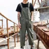 Straight Tube Trousers Man Soild Bib Overalls Fashion Relaxed Fit Casual Jumpsuit Men Pants Lightweight Overalls With