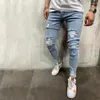 Jeans para hombres Hombres Slim Pies pequeños Raspado Moda Juventud Rasgado Tamaño grande