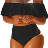 Maillots de bain pour femmes grande taille maillot de bain fendu bikini épaule plage imprimé léopard pour femmes soutien-gorge taille hauts