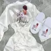 Кимоно с атласным принтом, халат для невесты, одежда для сна для подружки невесты, свадебное предложение, подарки292M
