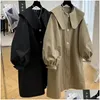 Women Trench Coats Long Style Kobiety Spring luźne s-3xl bat rękawa prosta wypoczynek kołnierzyka cudowne dziewczyny koreańskie eleganckie drop deli ott9u