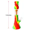 12,5" Silicone Beaker Bong Pipe à eau avec bol en verre 6 bras arbre perc cage conduite d'eau bong dab rig LL