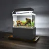 Uppgraderad plastbehållare LED -ljus skrivbordsfiskskål med vattenfiltrering Tyst luftpump Mini Aquarium Y2009222755