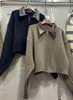 여자 니트 가을과 겨울 여성 코트 한국 스타일 간단한 패션 캐주얼 한 느슨한 스웨터 폴로 칼라 스 플라이 싱 카디건