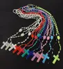 12 stycken Factory Multicolor Rosaries Low in Dark Plastic Rosary Beads Lysande halsband Katolikismen Bön Religiösa smycken5280540