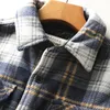 Mens inverno velo linho quente xadrez camisa jaqueta casual manga longa flanela verificado homens ocidental cowboy botão up chemise 240308
