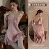 Xian Yi sexy deep V lace seduction pajamas ice short sleeve large size pure desire sling nightdress womens home clothes 470