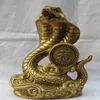 Китайская китайская латунная народная фэншуй Фу Богатство Зодиакальный год Глаз Статуя змеи294м