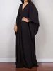 Casual Dresses 2024 V Neck Loose Maxi Dress Long Batwing Sleeve Kaftan Tunic Cover Up Cover-Ups Beach Wear Female V4427W