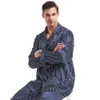 S_ Herr Silk Satin Pyjamas Set Pyjama Pyjamas PJS Sleepwear Set Loungewear U.Smlxlxxl3xl4xl Plus randig 240227