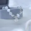 Link Armbänder Lovelink Luxus Glänzende Runde Weiß Opal Perlen Armband Für Frauen Mode Silber Farbe Crytsal Metall Anhänger Edlen Schmuck