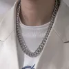 Koreaanse minderheidsontwerptrend Hip-Hop Titanium ketting Ins Modebare dubbele rij vol diamant punk Cuban voor mannen en vrouwen