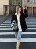 Giacca da abito nera a maniche lunghe per donna Moda coreana con spacco posteriore da ufficio Cappotto da donna Giacca autunno inverno Cappotto allentato 240227