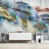 Large 3D Wallpaper Mural Custom Nordic Modern Color Feather TV Sofa Background Wallpaper Mural294t