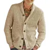Suéteres masculinos e outono inverno sólido polo grosso malha manga comprida cardigan suéter casaco sy0131