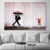 Banksy – décor mural couleur pluie, toile d'art, peinture, affiche de calligraphie, image imprimée, décoration de salon, maison, 337E