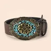 Belts Personalized Women's Belt Ethnic Style Oval Carved Buckle Versatile Daily Jeans Dress Decoration Designer