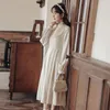 Casual Dresses Apricot Sweet Vintage Dress Chinese Style Lace Stand Neck Cute Elegant For Women Spring Long Sleeved Vestidos