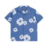 Designer Denimtears män och kvinnor mode Summerkläder Tracksuits Kapok tryckt vävd skjorta T-shirt Löst avslappnad kortärmad uppsättning M8Q2