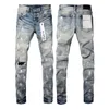 Les jeans pour hommes déchirent un jean slim slim fit lavé pantalon de Motocycle pantalon hip hop enfichable