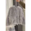 Novo casaco de pele de guaxinim criptografado 2023 para mulheres, comprimento médio, raposa jovem e elegante, versão coreana de Haining 3142