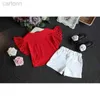 Комплекты одежды Летние комплекты одежды для девочек Симпатичная корейская футболка с короткими рукавами и шортами Костюм Детский комплект одежды Детский ldd240311