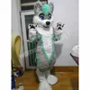 2024 Halloween Green Grey Fursuit Husky Mascot Costume Fancy Dress Karnawał Kreskówkowy Temat Fancy Dress for Men Women Festival Dress