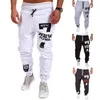 Calças masculinas moletom ativo carta impressão joggers calças cordão elástico cintura fitness ginásio esportes outono inverno