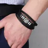 Bracelet à breloques avec boussole pour hommes, tissé à la main, multicouche, manchette, bijoux Hip Hop