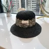 Minimalist Designer Bucket Hat Fashionable Woven Straw Breathable Outdoor Travel Hats Letter Embroidered Beach