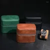 Watch Boxes Leather Case Personalised 2 Slot Travel Holders Suitcase Organizer Storage Portable Shockproof Waterproof Box Gift