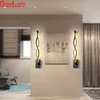 Vägglampa moderna akryllampor minimalistisk svart sconce för sängen badrum hem deco ledt gång trappor belysning fixturer314s