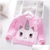 Cardigan Sell New Kids Sweater Soft Cartoon Plover For Girls Fashion Sequins Barn Knittande kläder Baby Boy Girl Jumper 3-7 Y Dro Otau2