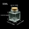 24Pcs Customized Packaging Glass Bottles 50ml Empty Jewelry Ornament Jars Wedding Gifts Reusable Clear Square Vials 240307