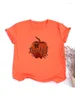 Women's T Shirts 2024 Aesthetic Pumpkin Everything Letter Print Halloween Women T-shirt Kawaii Graphic Tumblr Female Tops Orange Tees