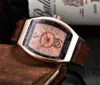 Wristwatches FRANCK MULLER Luxury Men Watch Quartz Leather Man Watches Waterproof Tonneau For Chronograph Sport Wristwatch