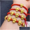 Bracelets de charme à la main tressé style chinois chaîne rouge dragon perlé protection santé bonheur bonheur bijoux d'anniversaire goutte livraison Dhnpw