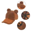Top Caps Öğrenci Şapkası Sevimli Ayı Kulakları Geniş Müstehcen Rüzgar Koruma Sıcak Tutma Kapağı Kulak Gençlik