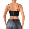 Tanques femininos gaze lantejoulas halter espartilho topos das mulheres tanque sem mangas bustier sexy moda magro colete volta fivela lingerie camis streetwear