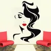 女性の赤い唇のための壁のデカールビューティーサロンビニールステッカーホーム装飾ヘアドレッサーヘアスタイルヘアドーバーバーズウィンドウデカール2736