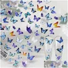 Stickers stickers nagel blauwe vlinder bloemen kunst reliëf 5D overdracht voor acryl manicure ontwerp decoraties Rk130055 drop levering hij Otugf