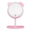 Pink Cat Makeup Mirror med LED -speglar Stående spegel Touch Screen Vanity Mirror Justerbar Lätt skrivbord Kosmetiska speglar 240305