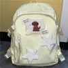 Jiaerdi Harajuku Star y2k Mochila women Dog Embroideryシック大幅なカジュアルバックパック女性ヴィンテージイエローバックパック240226