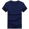 T-shirt da uomo tinta unita tinta unita stile casual in cotone blu navy T-shirt vestibilità regolare top estivi magliette uomo abbigliamento 5XL 240306